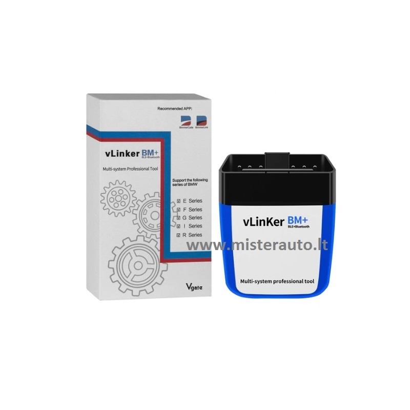 VGATE VLINKER BM+ BMW BimmerCode iOS, Android, Windows BLUETOOTH 4.0 OBD2 diagnostikos skaneris